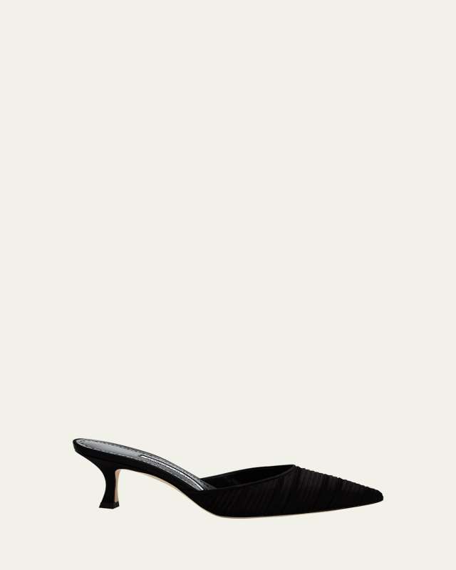 Carolyne Pleated Satin Mule Pumps